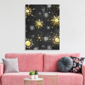 Toile Les flocons dorés de Noël sur l'Arrière - plan noi (Insitu(Salon))