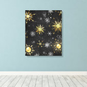 Toile Les flocons dorés de Noël sur l'Arrière - plan noi (Insitu (Plancher de Bois))