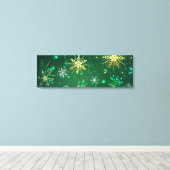 Toile Les flocons dorés de Noël sur l'Arrière - plan ver (Insitu (Plancher de Bois))