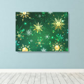 Toile Les flocons dorés de Noël sur l'Arrière - plan ver (Insitu (Plancher de Bois))