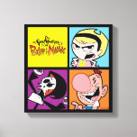 Toile Les Grandes Aventures de Billy & Mandy Character A<br><div class="desc">Découvrez ce graphique en quatre panneaux colorés de Mandy,  Grim,  et Billy,  avec le logo du spectacle !</div>