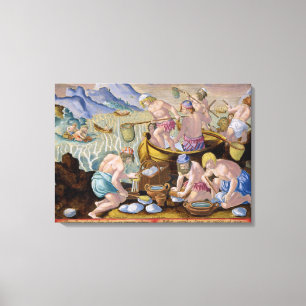 Toile Les indigènes pêchant pour les palourdes géante