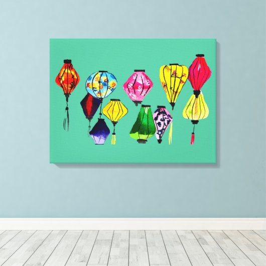 Toile Les lanternes chinoises colorées (Insitu (Plancher de Bois))
