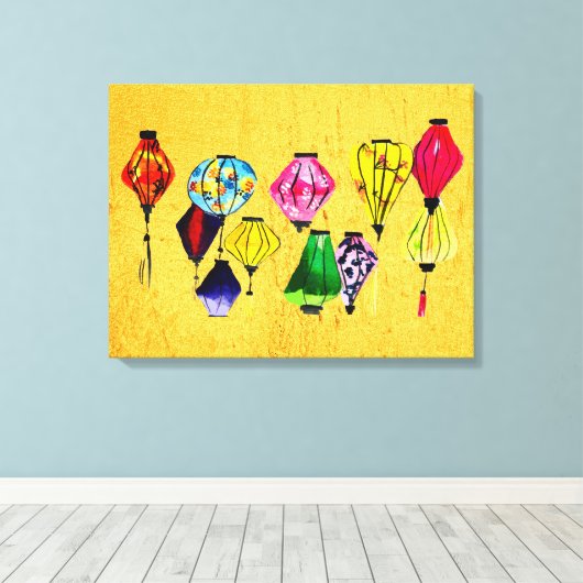 Toile Les lanternes chinoises colorées (Insitu (Plancher de Bois))