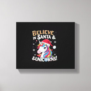 Toile Les licornes de Noël croient au Père Noël et aux l
