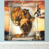 Toile Les lions sauvages d'Afrique (Insitu (Plancher de Bois))
