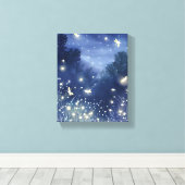 Toile Les lucioles la nuit | Aquarelle bleu luciole (Insitu (Plancher de Bois))