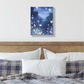 Toile Les lucioles la nuit | Aquarelle bleu luciole (Insitu(Chambre))