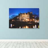 Toile Les maisons du canal d'Amsterdam la nuit (Insitu (Plancher de Bois))