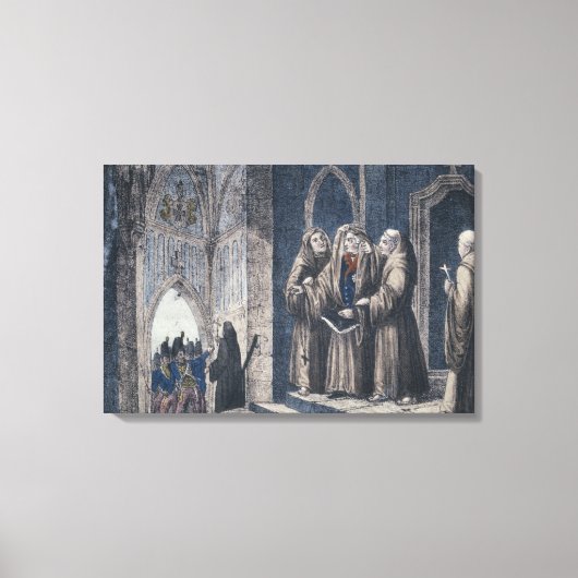 Toile Les moines recouvrent le roi avec le couvent de Ca (Recto)