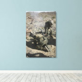 Toile Les mortiers couvrent leurs oreilles et évitent le (Insitu (Plancher de Bois))