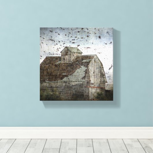 Toile Les oiseaux et la grange (Insitu (Plancher de Bois))