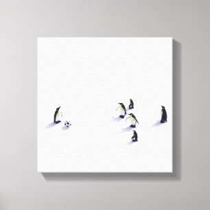 Toile Les pingouins jouant au football