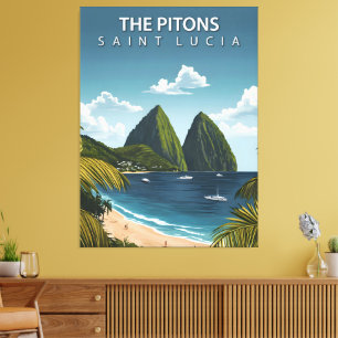 Toile Les Pitons – Affiche de voyage vintage de Sainte-L