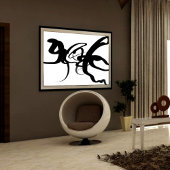 Toile Les Plongeurs : Noir Abstrait et Blanc