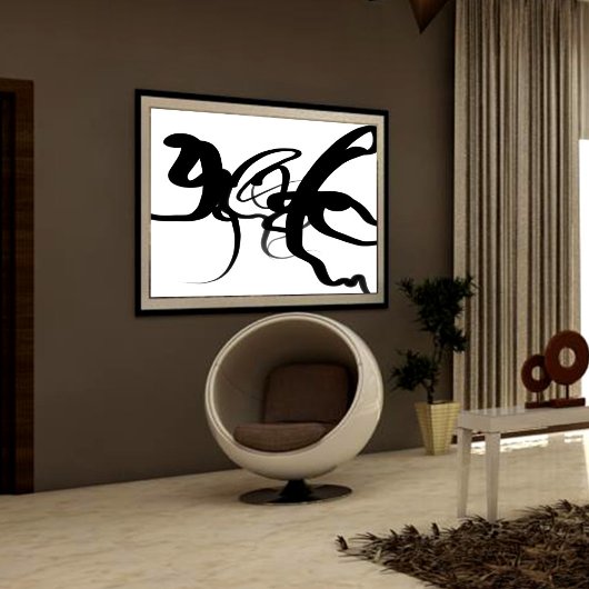 Toile Les Plongeurs : Noir Abstrait et Blanc