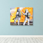 Toile Les pompiers combattent un incendie simulé (Insitu (Plancher de Bois))