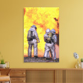 Toile Les pompiers éteignent un incendie d'avion (Insitu(Salon))