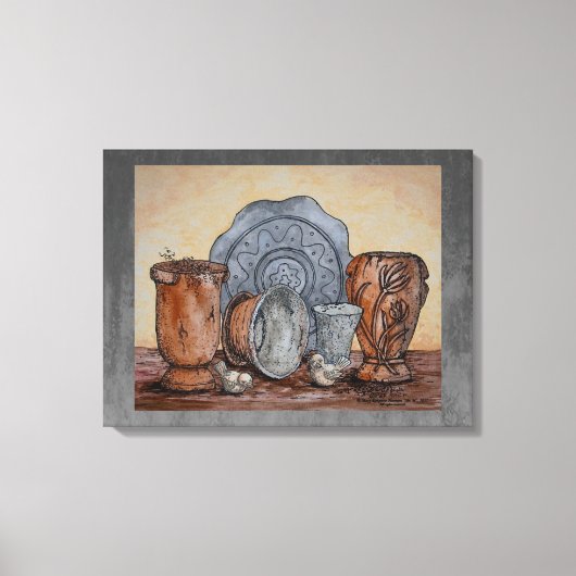 Toile « Les Pots du Potier » Nature morte d'art raffiné (Recto)
