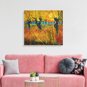 Toile Les saules au coucher du soleil Van Gogh