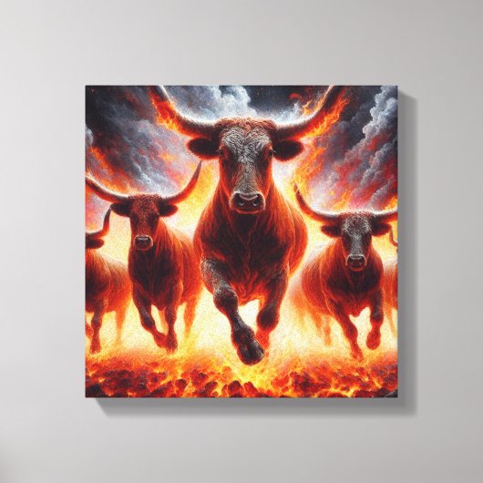 Toile Les taureaux qui passent à travers un paysage enfl (Recto)