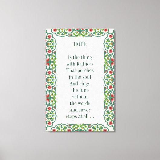 Toile L'ESPOIR est la chose avec les plumes qui perche (Recto)