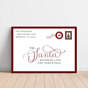 Toile Letter To Santa Family Christmas Holiday Canvas