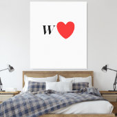 Toile Letter W Heart - Valentine Initial Love Design (Insitu(Chambre))