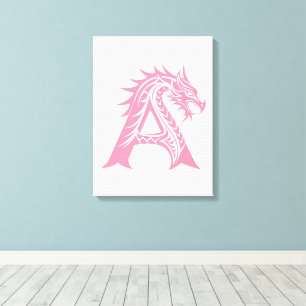 Toile Lettre A de style dragon, alphabet du dragon, mono