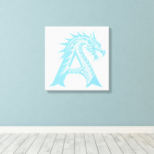 Toile Lettre A de style dragon, alphabet du dragon, mono
