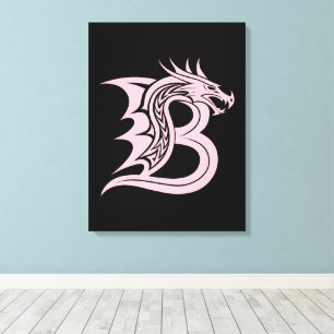 Toile Lettre B de style dragon, alphabet du dragon, mono