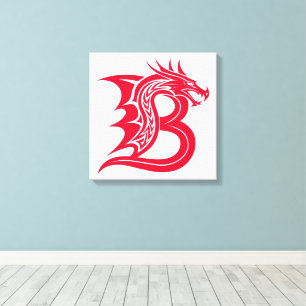 Toile Lettre B de style dragon, alphabet du dragon, mono