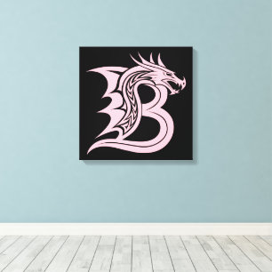 Toile Lettre B de style dragon, alphabet du dragon, mono