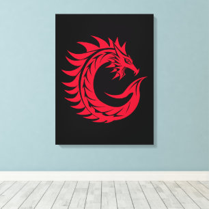 Toile Lettre C de style dragon, alphabet du dragon, mono