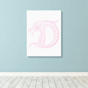 Toile Lettre D de style dragon, alphabet dragon, monogra