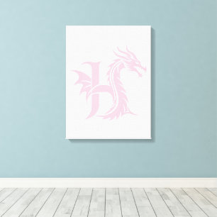 Toile Lettre de style dragon H, alphabet du dragon, mono