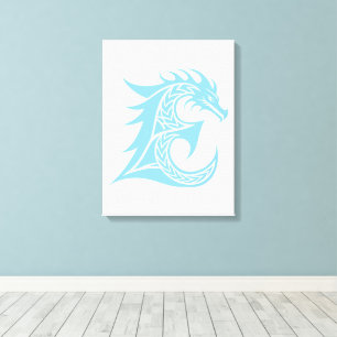 Toile Lettre E de style dragon, Alphabet Dragon, Monogra