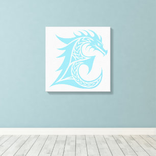 Toile Lettre E de style dragon, alphabet du dragon, mono