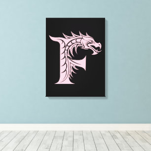 Toile Lettre F de style dragon, alphabet du dragon, mono