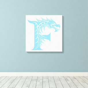 Toile Lettre F de style dragon, alphabet du dragon, mono