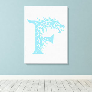 Toile Lettre F de style dragon, alphabet du dragon, mono