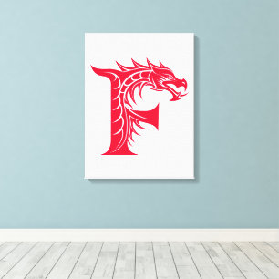 Toile Lettre F de style dragon, alphabet du dragon, mono