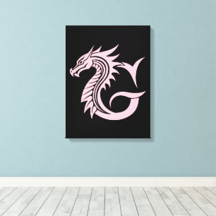 Toile Lettre G de style dragon, Alphabet du dragon, Mono