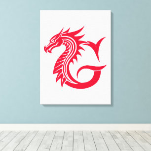 Toile Lettre G de style dragon, alphabet du dragon, mono