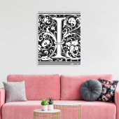 Toile Lettre I Monogramme médiéval Art Nouveau (Insitu(Salon))