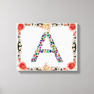 Toile Lettre Initiale A, Monogramme Moderne Design