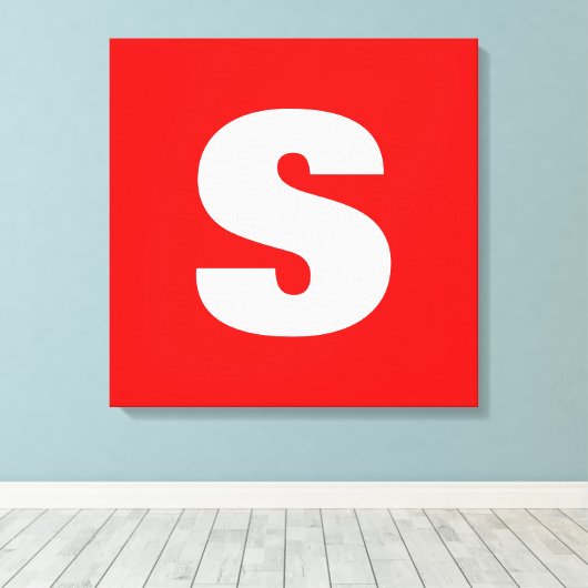 Toile Lettre initiale Monogramme Style moderne Rouge Bla (Insitu (Plancher de Bois))