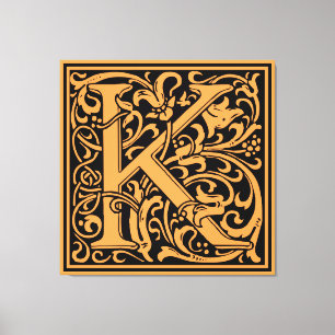 Toile Lettre K Monogramme Art Nouveau Médiéval