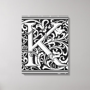 Toile Lettre K Monogramme Art Nouveau Médiéval