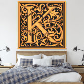 Toile Lettre K Monogramme médiéval Art Nouveau (Insitu(Chambre))